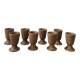Lot of 8 vintage beige and brown enamelled stoneware mazagrans from the 1970s.
