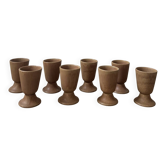 Lot of 8 vintage beige and brown enamelled stoneware mazagrans from the 1970s.