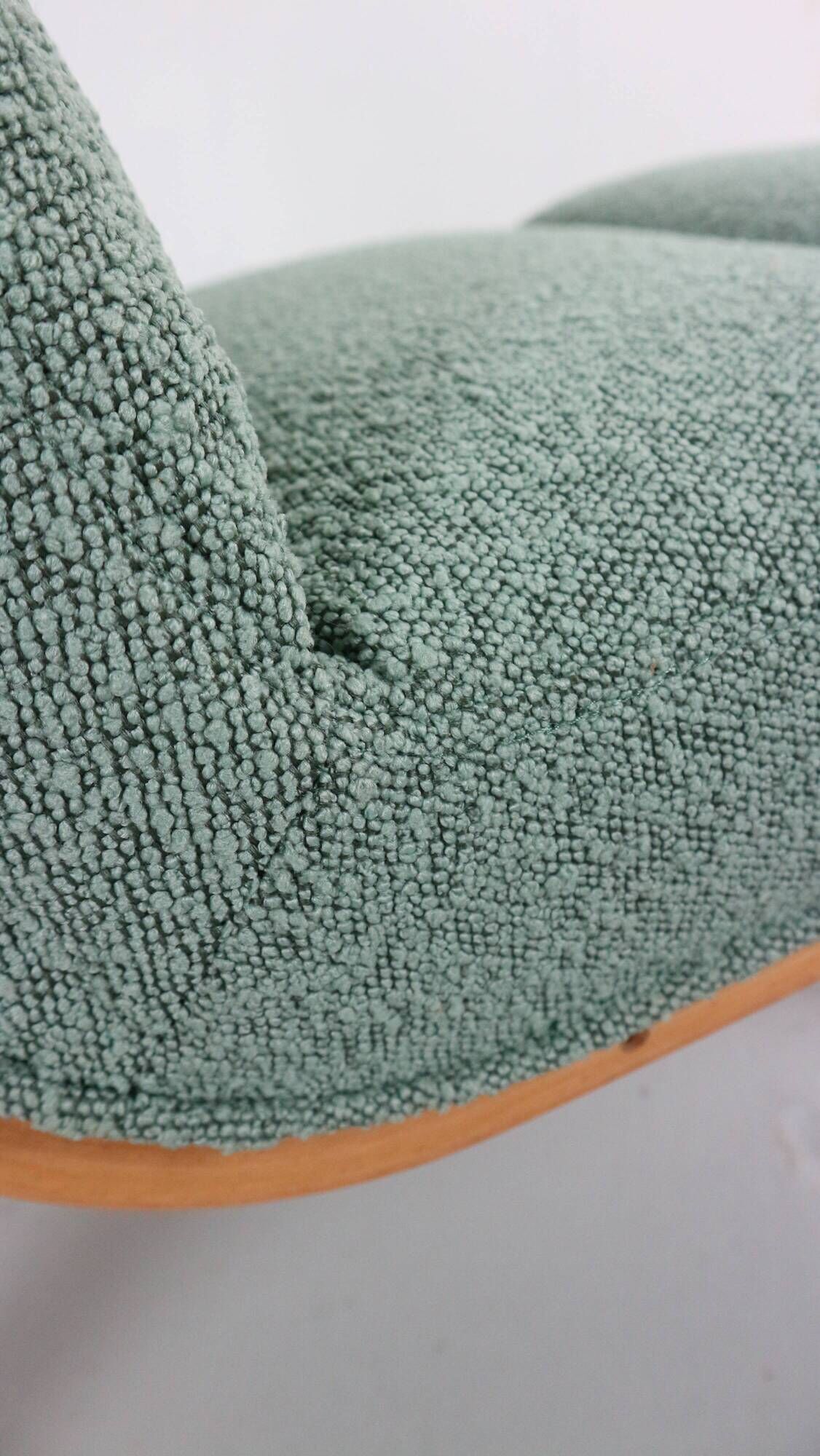 Danish Plywood Lounge Chair by Magnus Olesen,  in mint bouclé