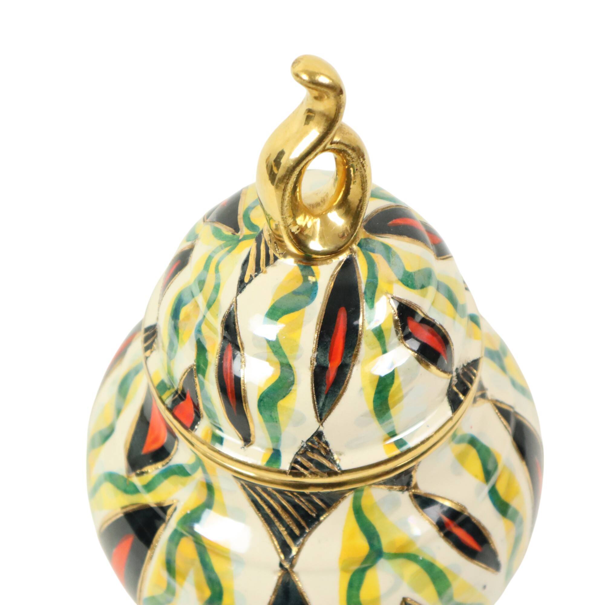 Fifties Lidded Vase H. Bequet Jupiter Hand Painted Ceramics