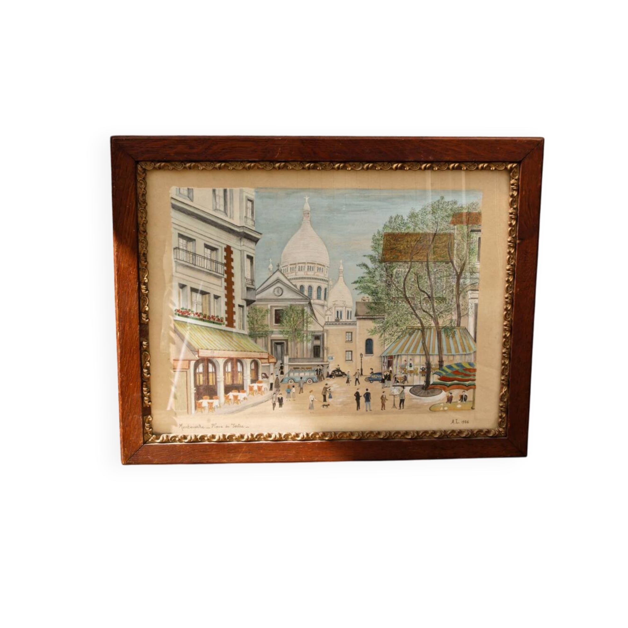 Drawing, Place du Tertre, Montmartre, naive art