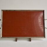 Old glass and metal serving tray - hand-painted floral decoration