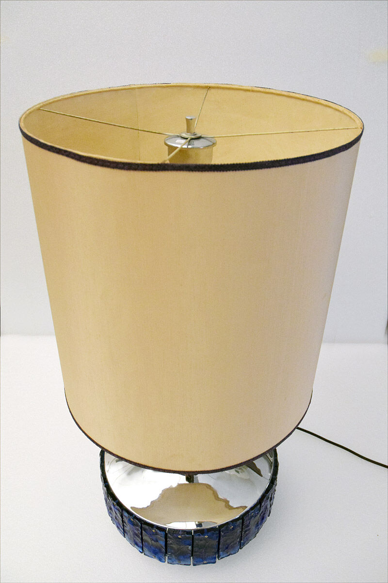 Large Italian Table Lamp with Hammered Glasses, 1970s