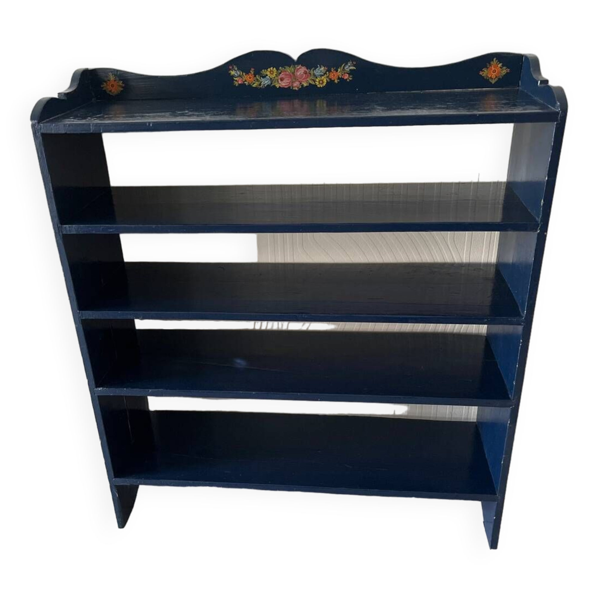 Vintage midnight blue bookcase shelf