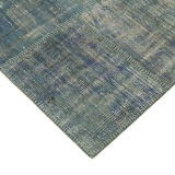 Hand-knotted oriental vintage 176 cm x 244 cm blue patchwork carpet