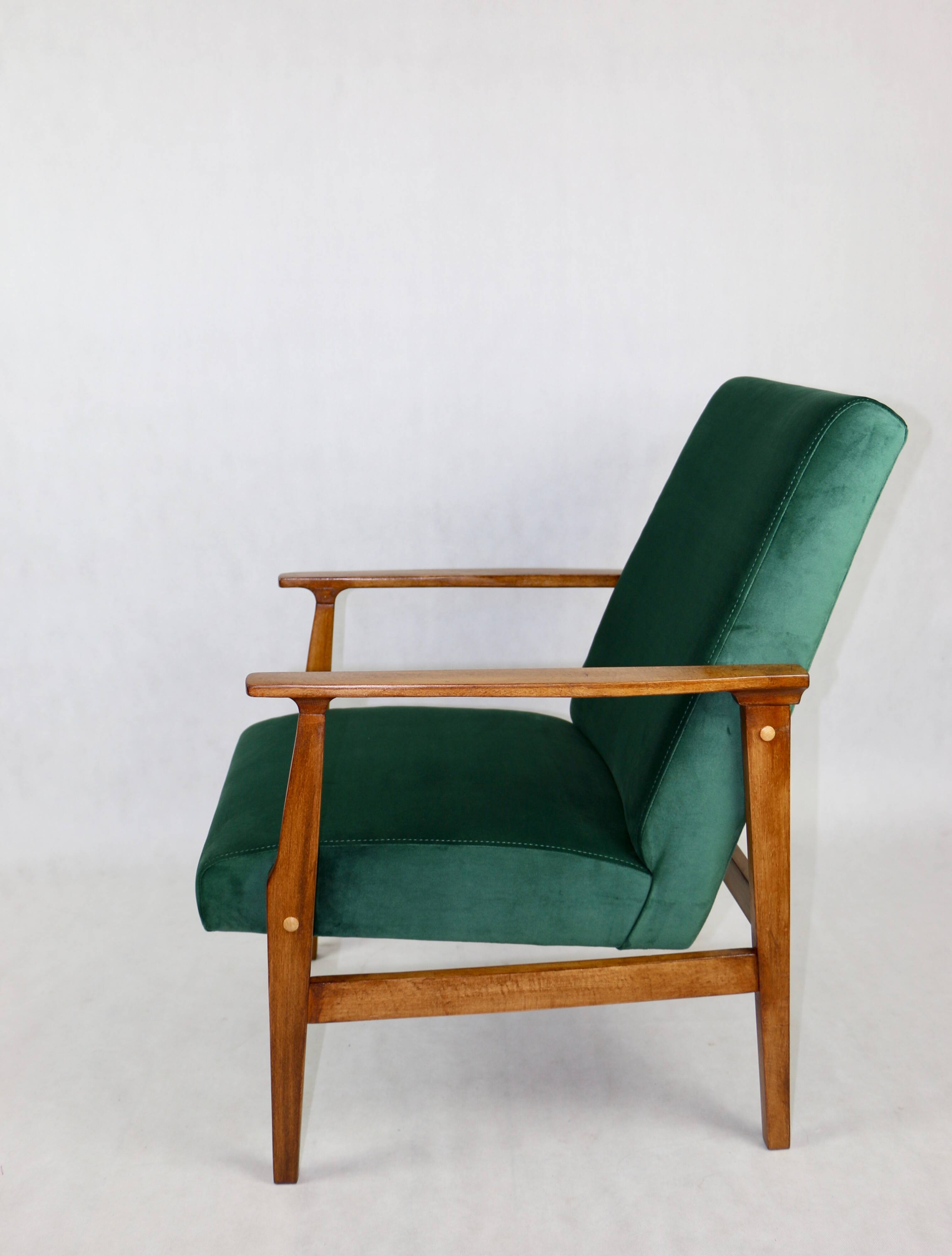 Chaise longue vintage en velours vert, années 1970