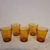 Set of 5 amber glasses Véréco – France – 1970s