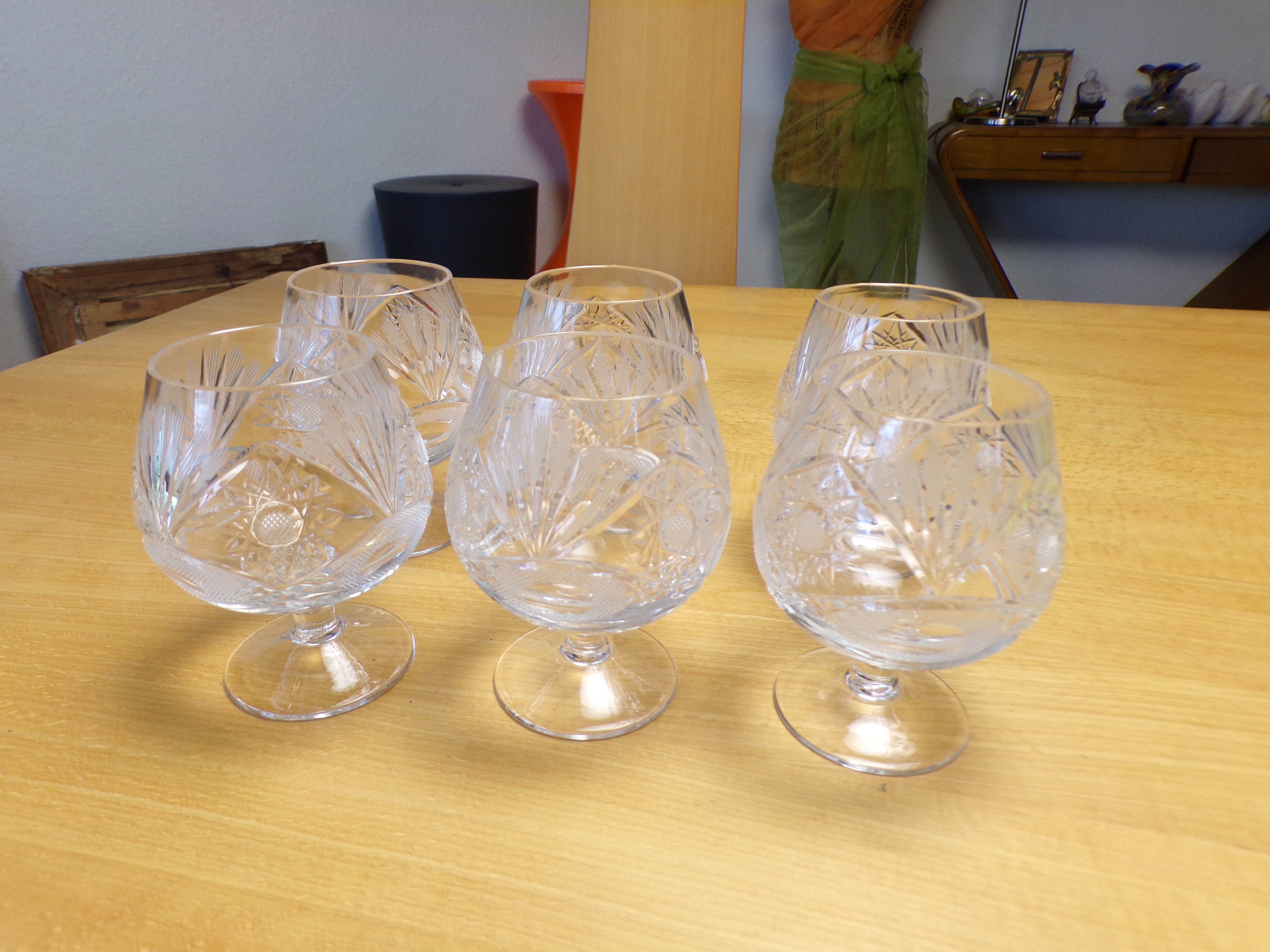 6 saint-louis crystal cognac glasses