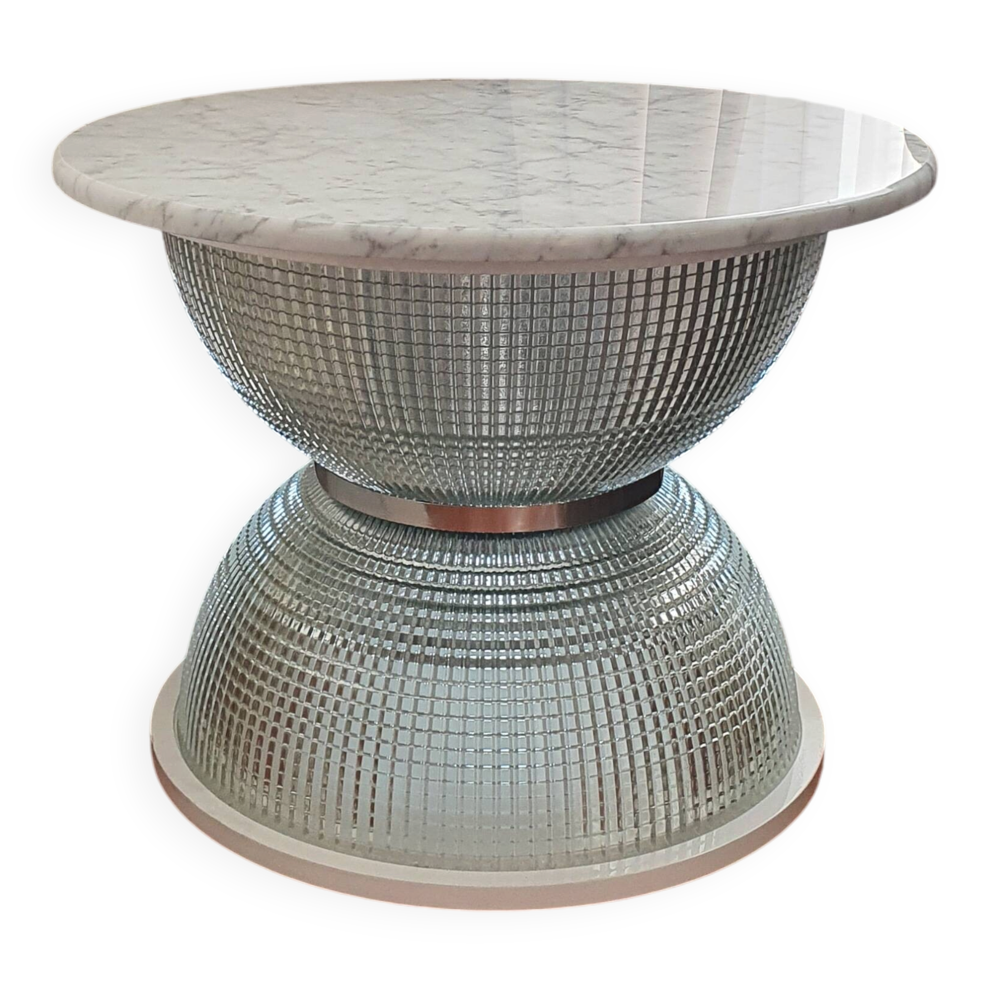 Table basse Holophane en marbre blanc