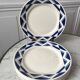 Set of 6 flat plates Badonviller model Courtilles royal blue art deco 30s