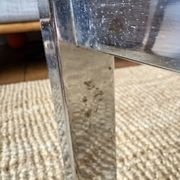 Chrome and smoked glass coffee table on wheels 1970
