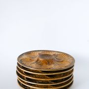 Lot de 6 assiettes à huîtres en grès, Marron & Brun, 1970