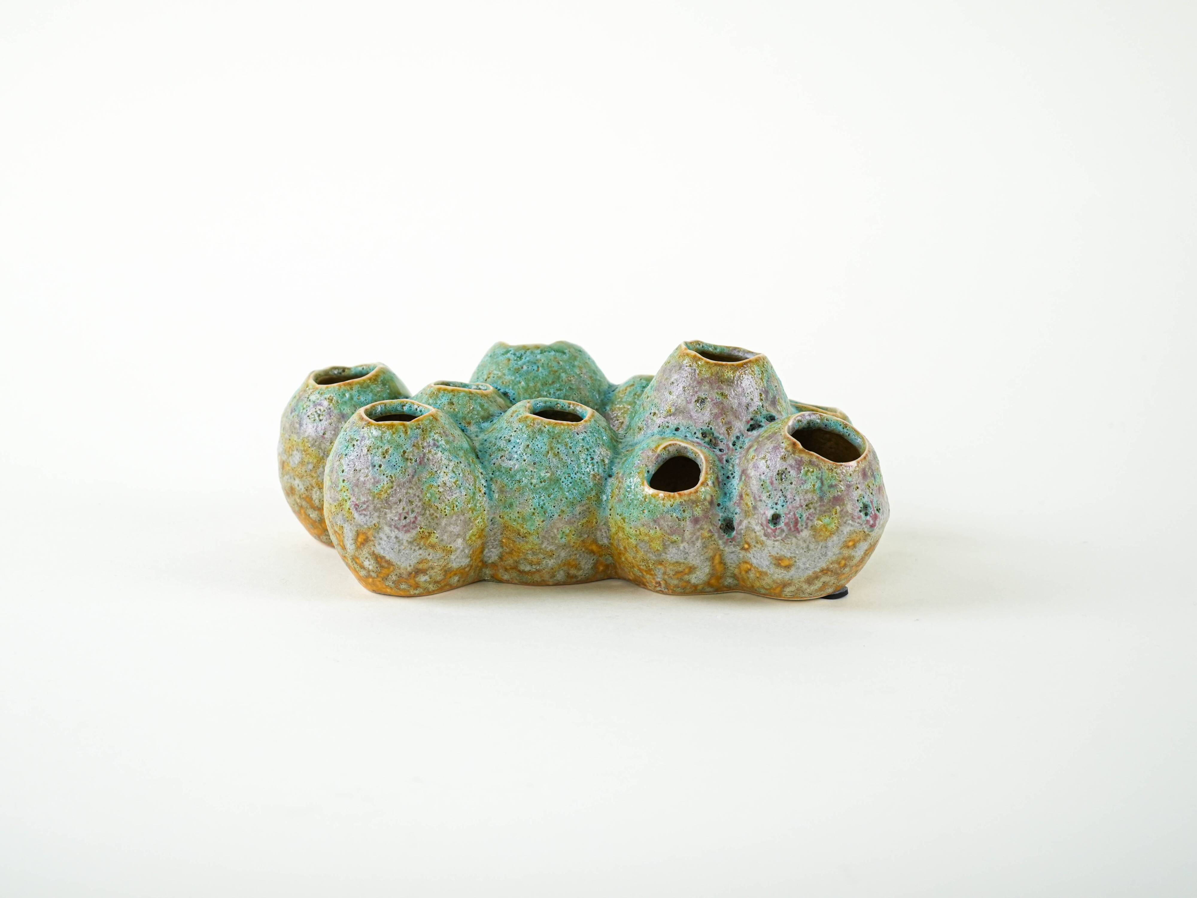 Ceramic vase – flower frog, Danish design, 1960s, made in Denmark