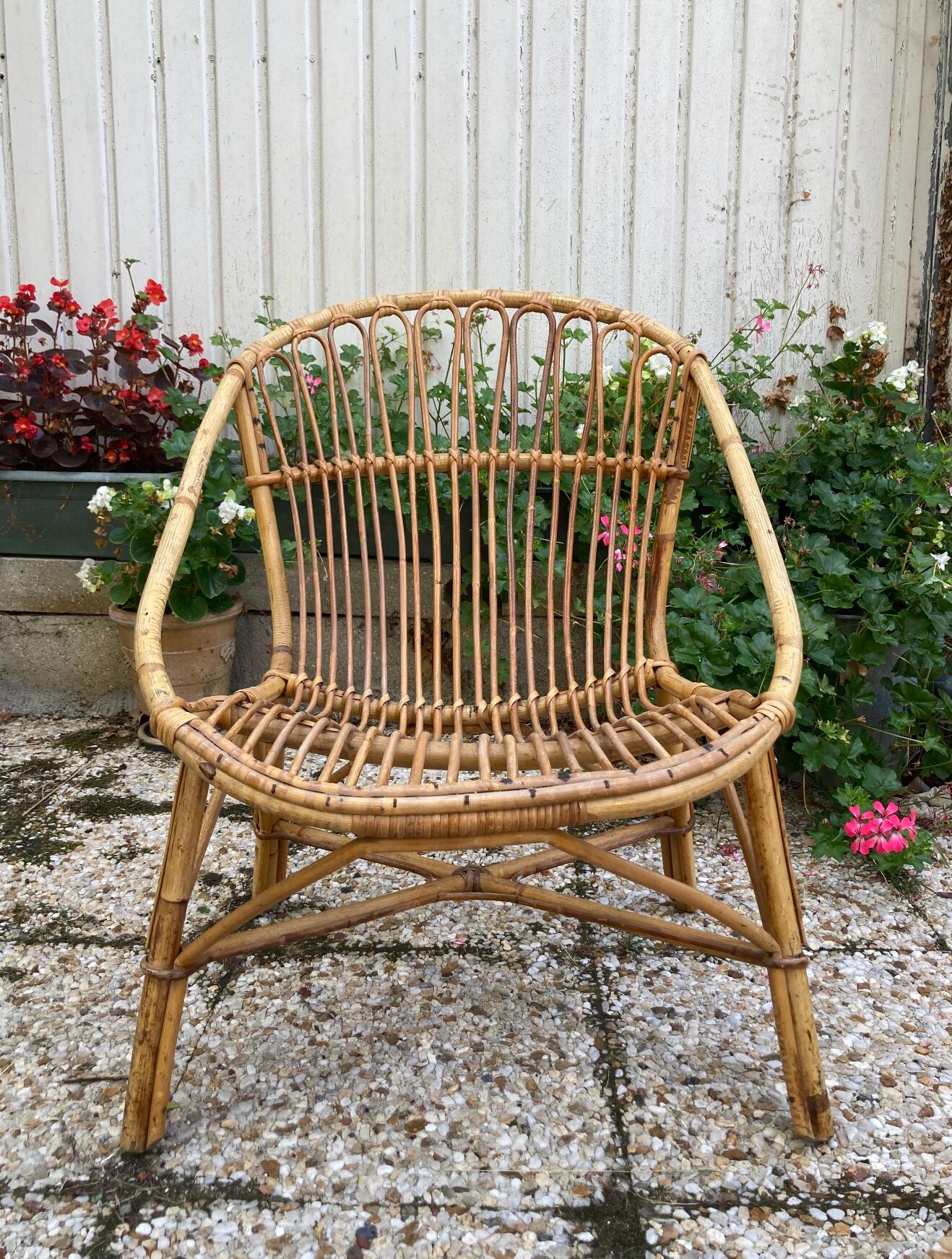 Fauteuil en rotin vintage