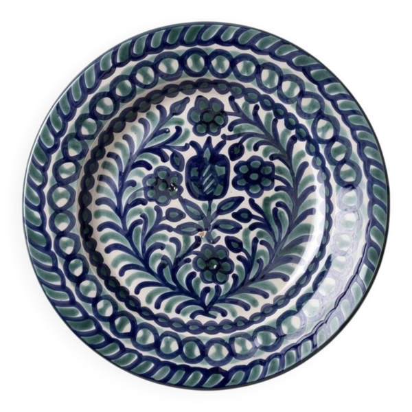Assiette plate émaillée Fajalauza