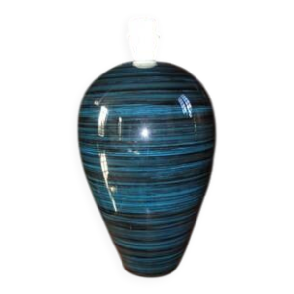 Pied de lampe en céramique bleue