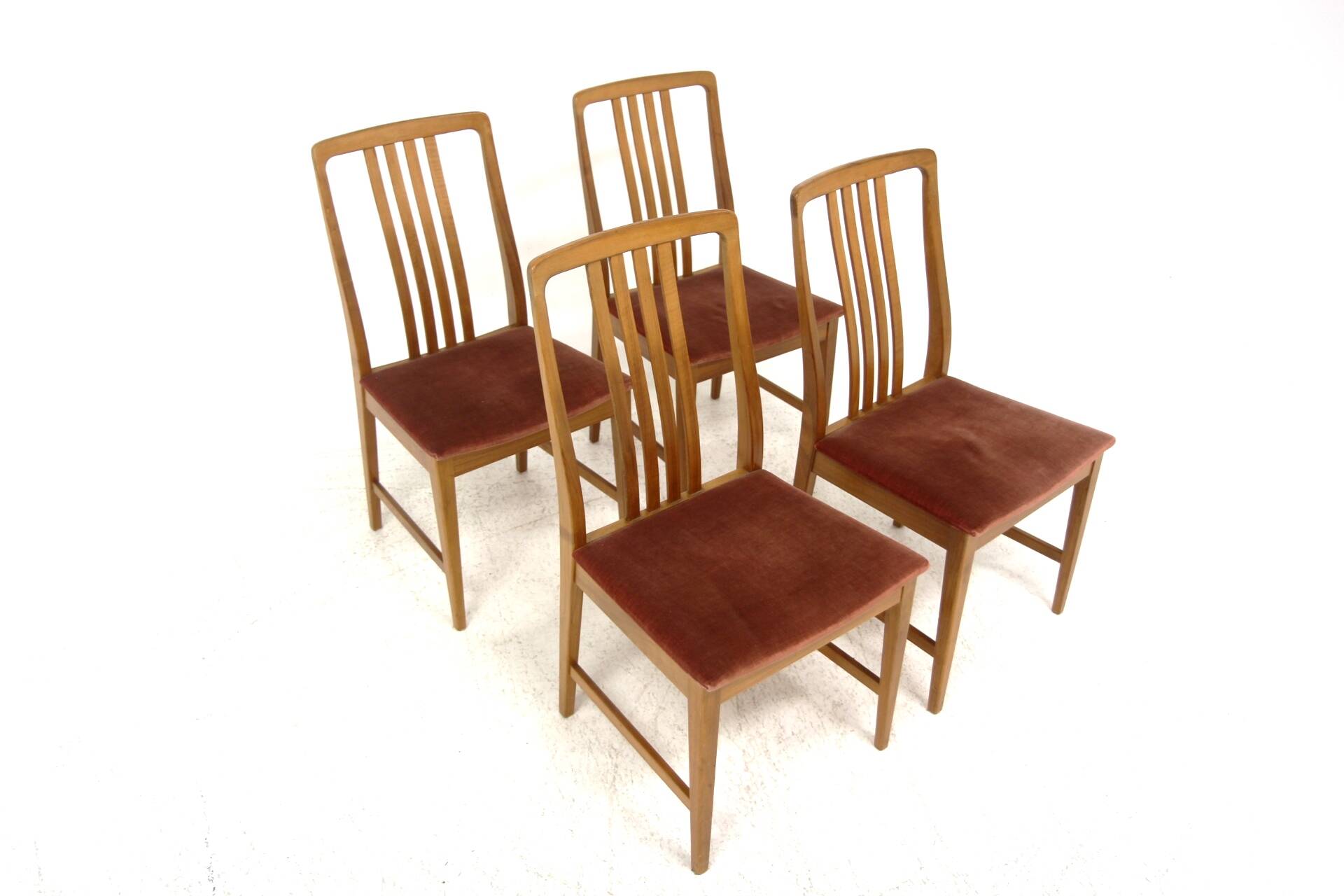 Set of 4 Scandinavian walnut chairs, Sweden, 1960