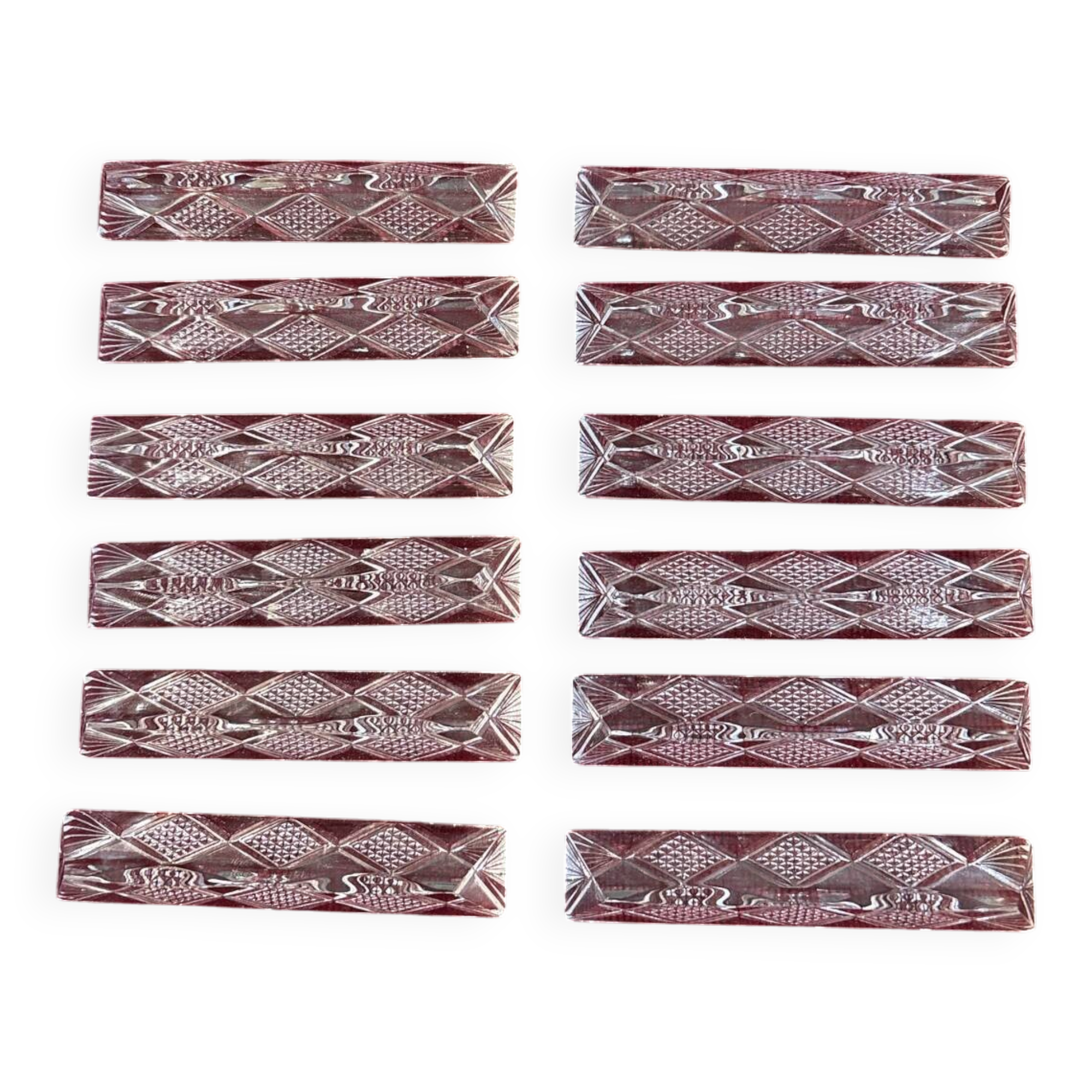 12 porte-couteaux en cristal taillé dans leur boite d'origine longueur