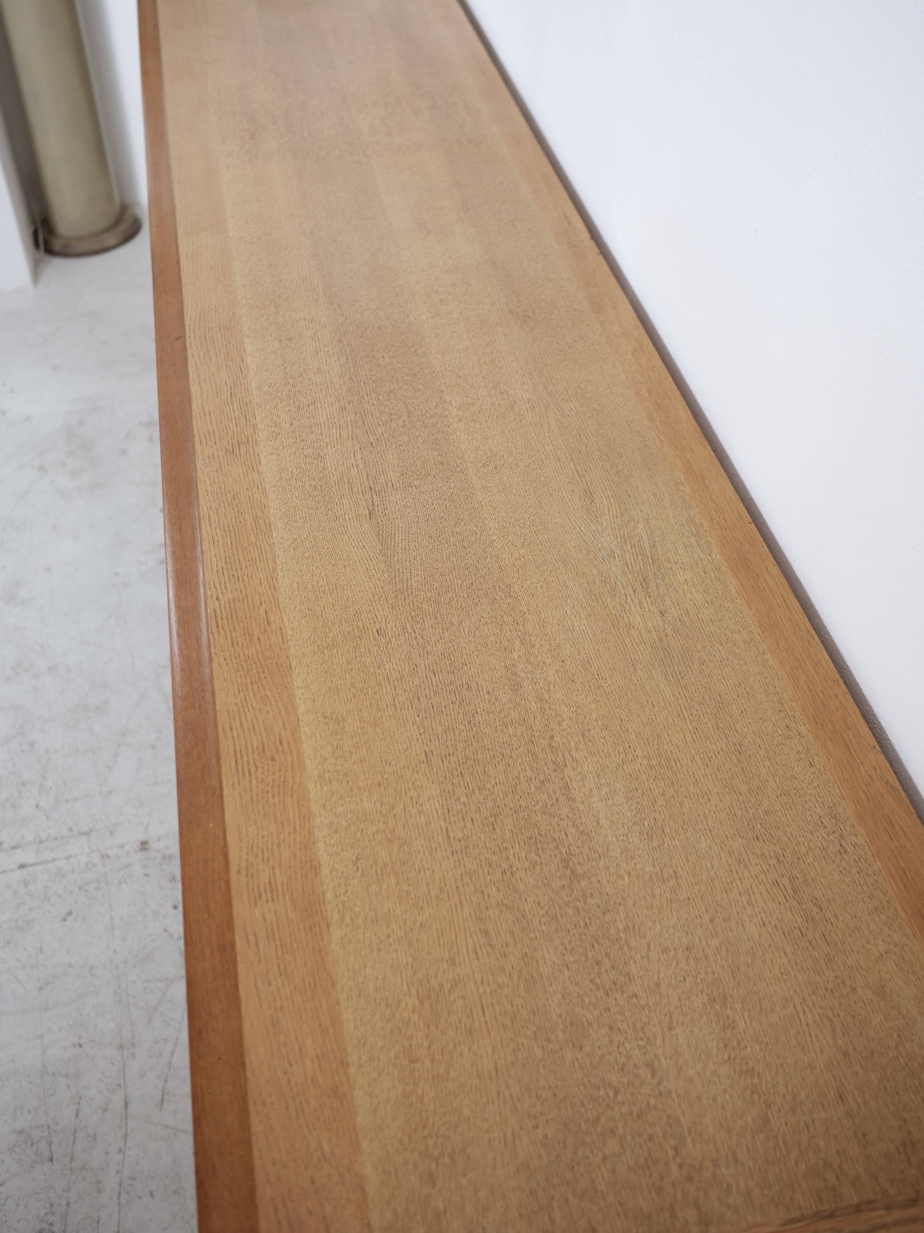 Guillerme and Chambron oak sideboard in light wood in a brutalist style.