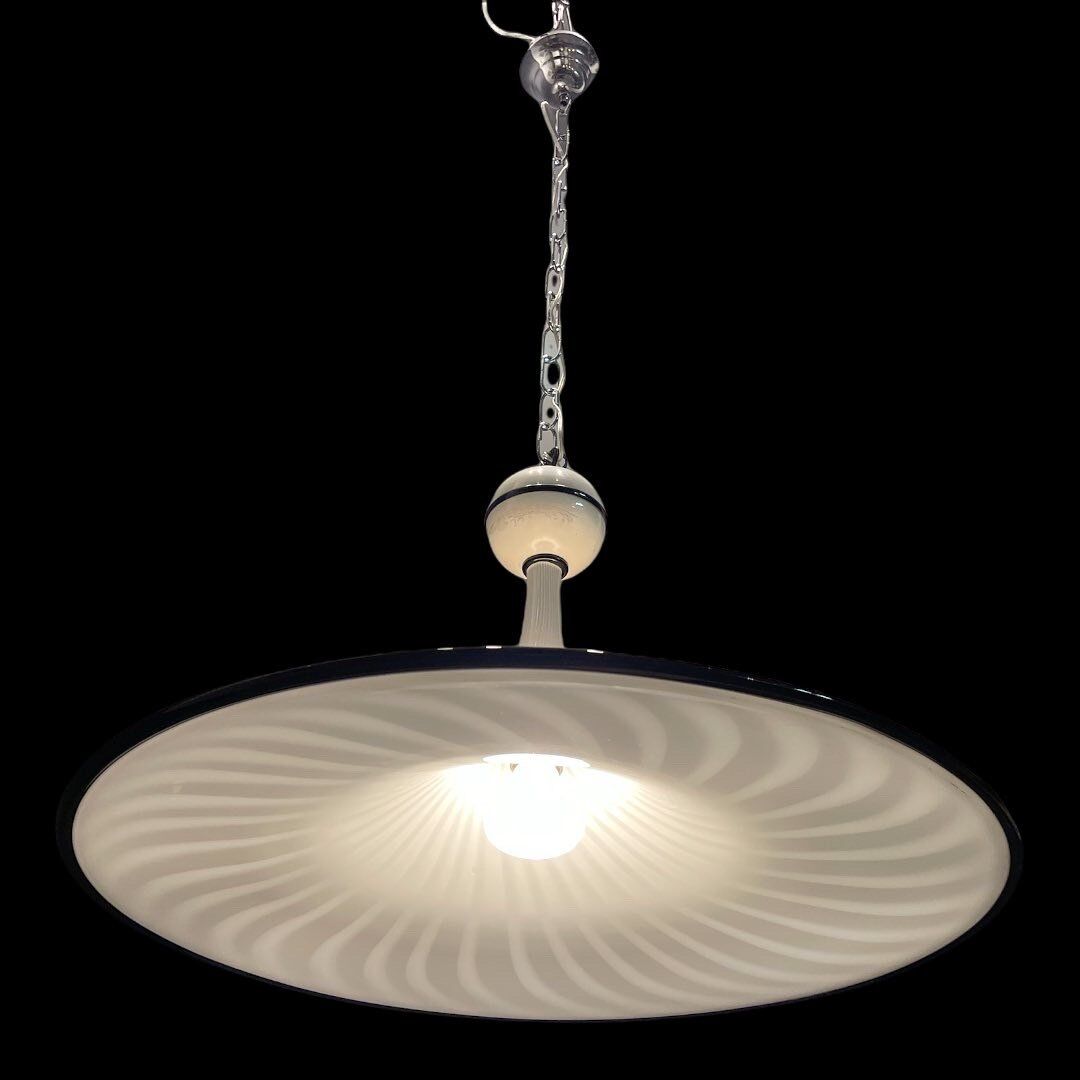 Italian black & white murano glass light pendant