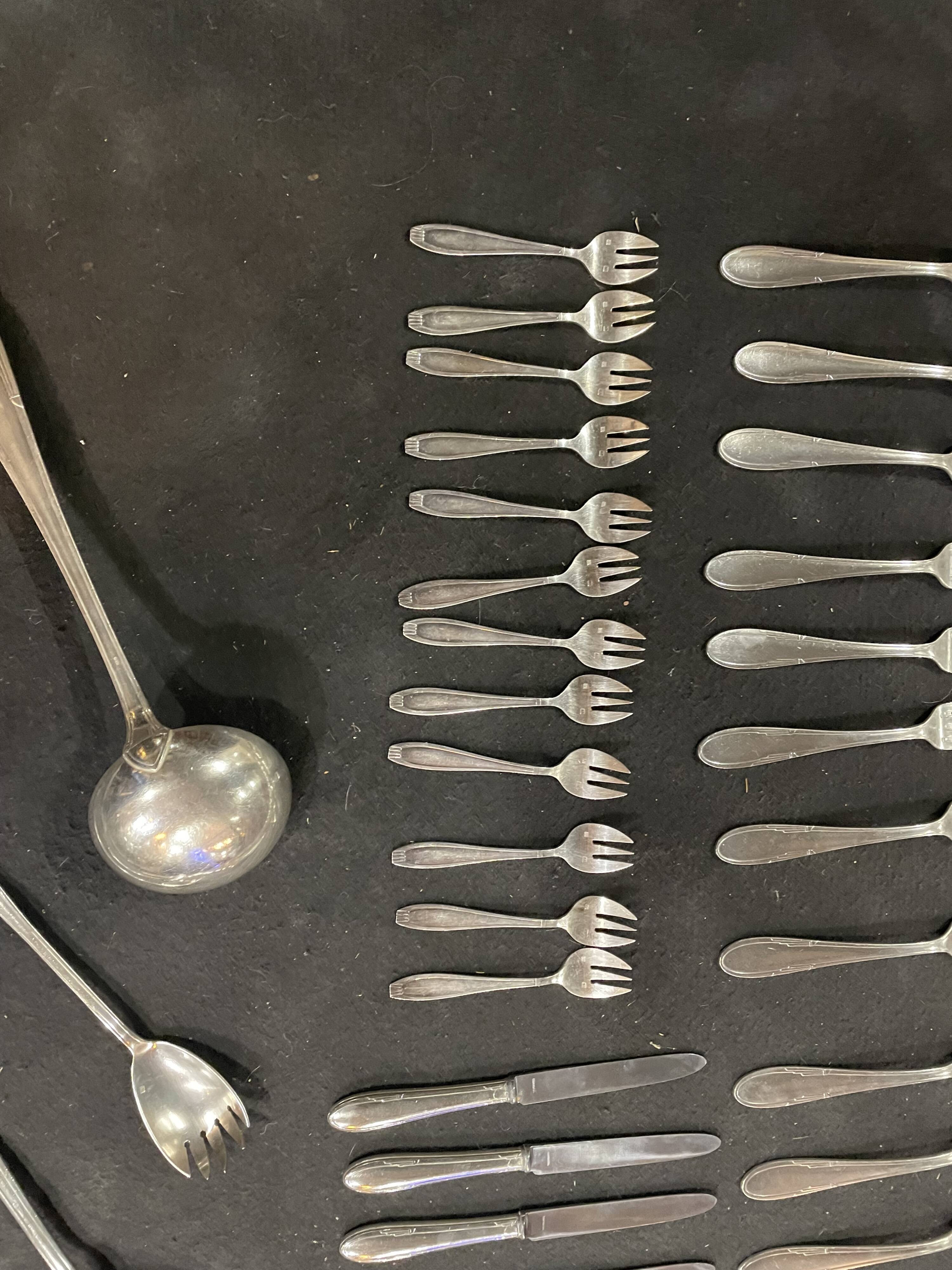 Art Deco menagere in silver metal