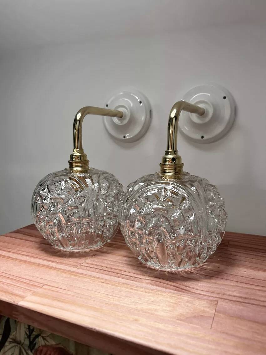 Pair of vintage globe wall lights