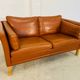 Vintage retro danish mogens hansen 2 person cognac leather sofa