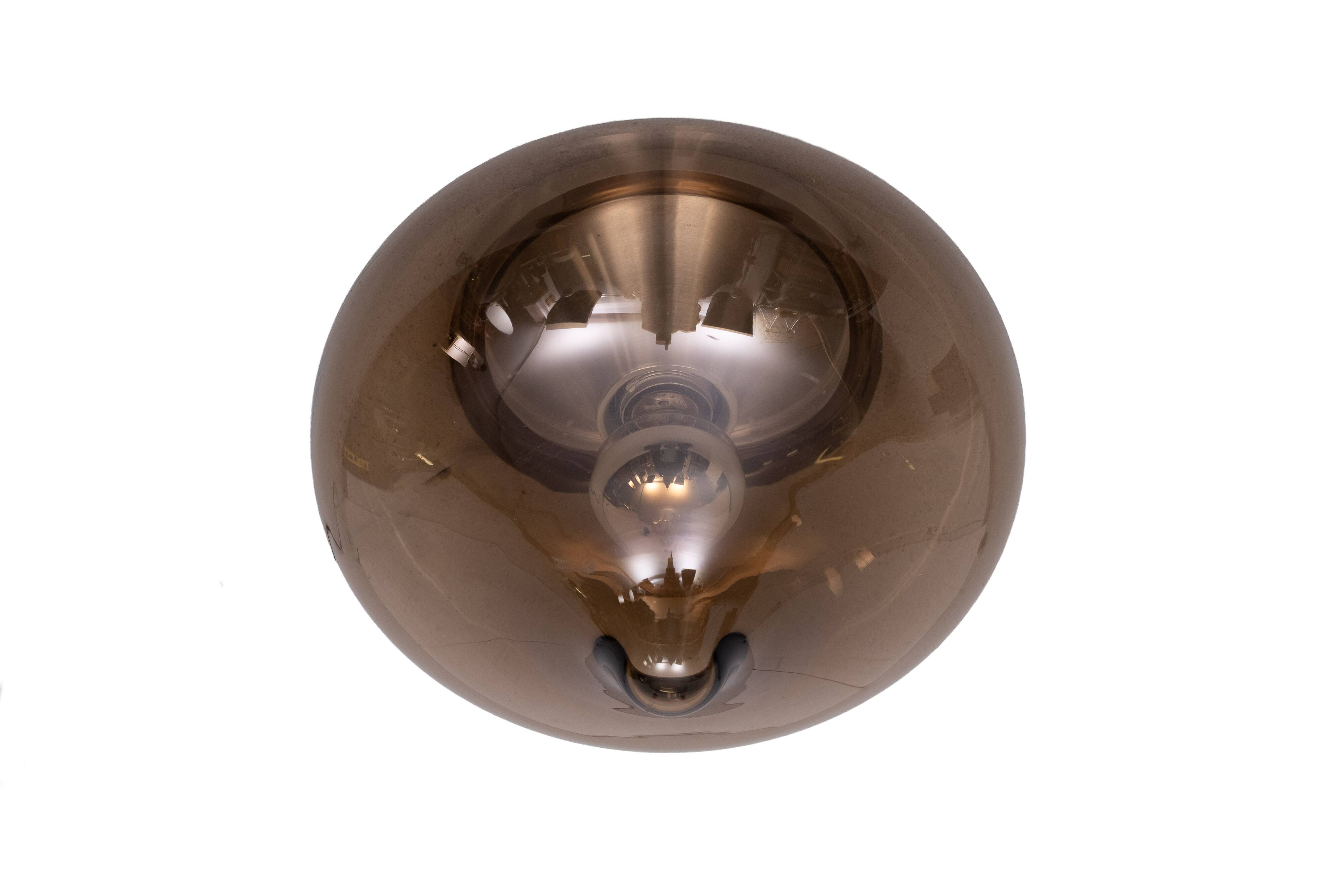 Lumière encastrée Dijkstra Tear Drop, verre fumé gris, années 1970, Hollande