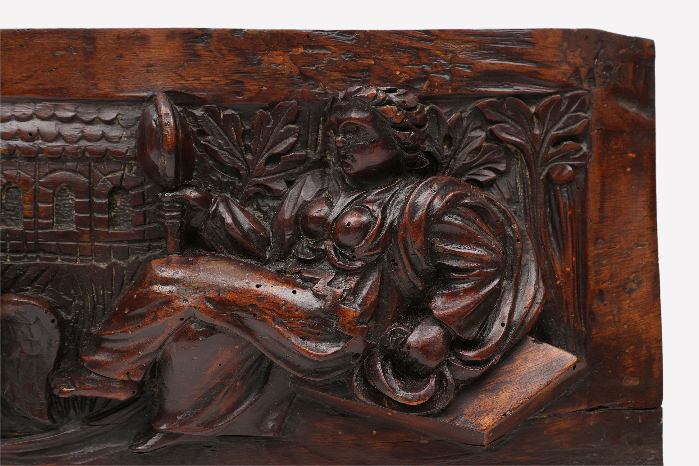 17th Century Gothic Hand Sculpted Oak Panel, Belgium