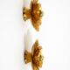 Two beautiful, large, gilt wall lamps, "Water Lily," Italy, 1960s