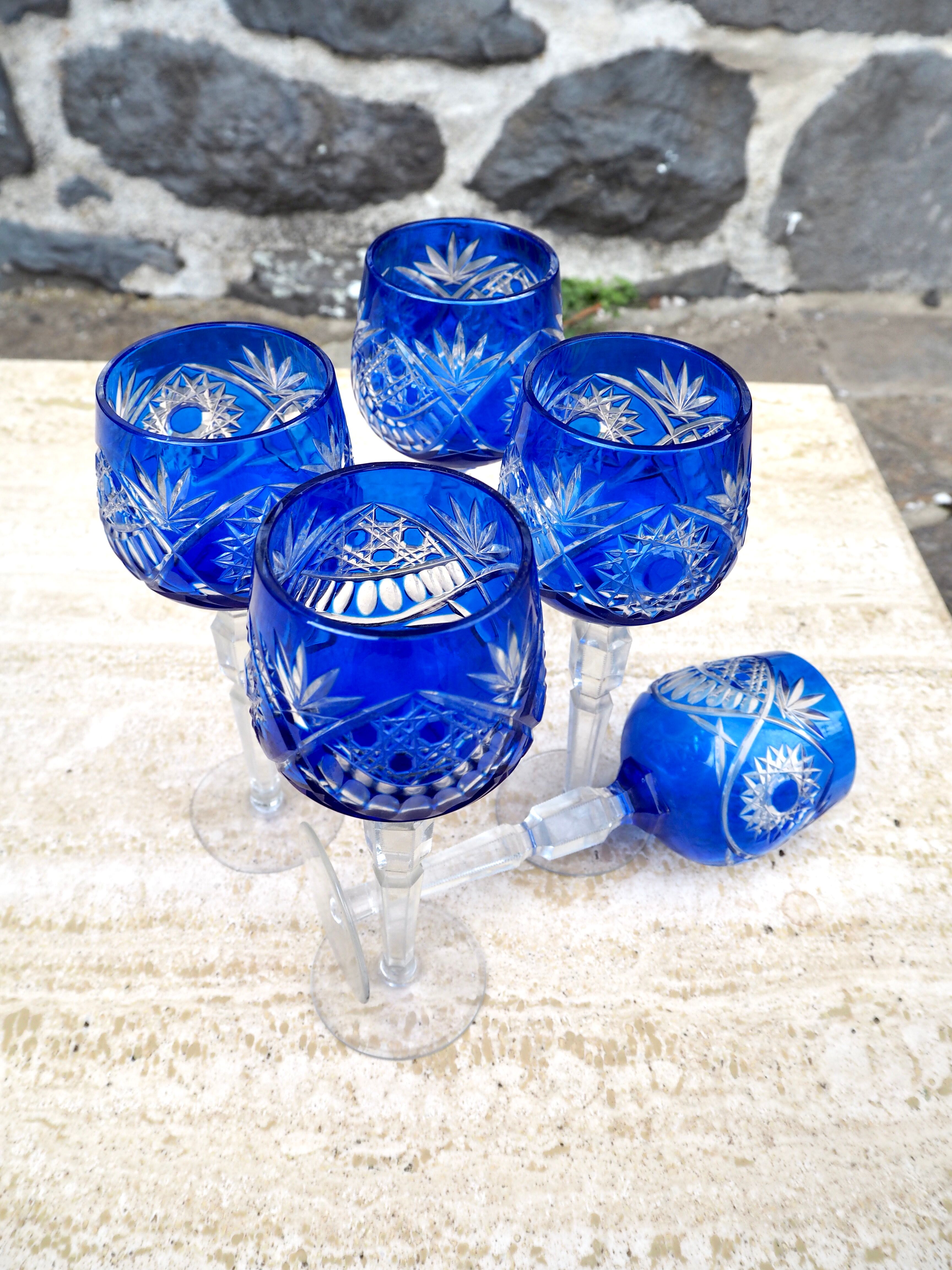 Set de 5 verres à vin en cristal de Pologne
