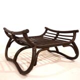 Manou rattan lounge chair in pagoda style with ottoman