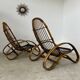 Set of 2 rattan lounge chairs armchairs Italian design from the 60s vintage rattan