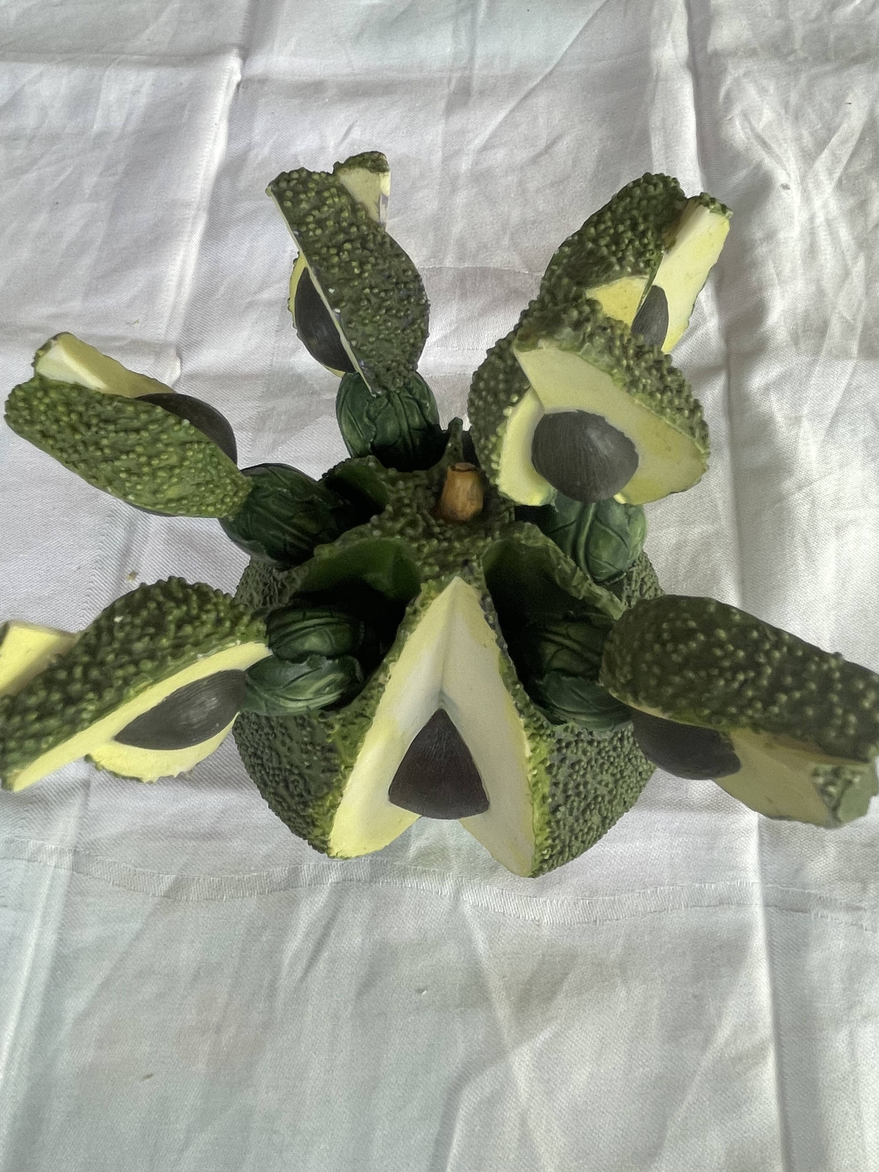 Barbotine-style avocado and 6 avocado spoons Vintage 80 Siléa