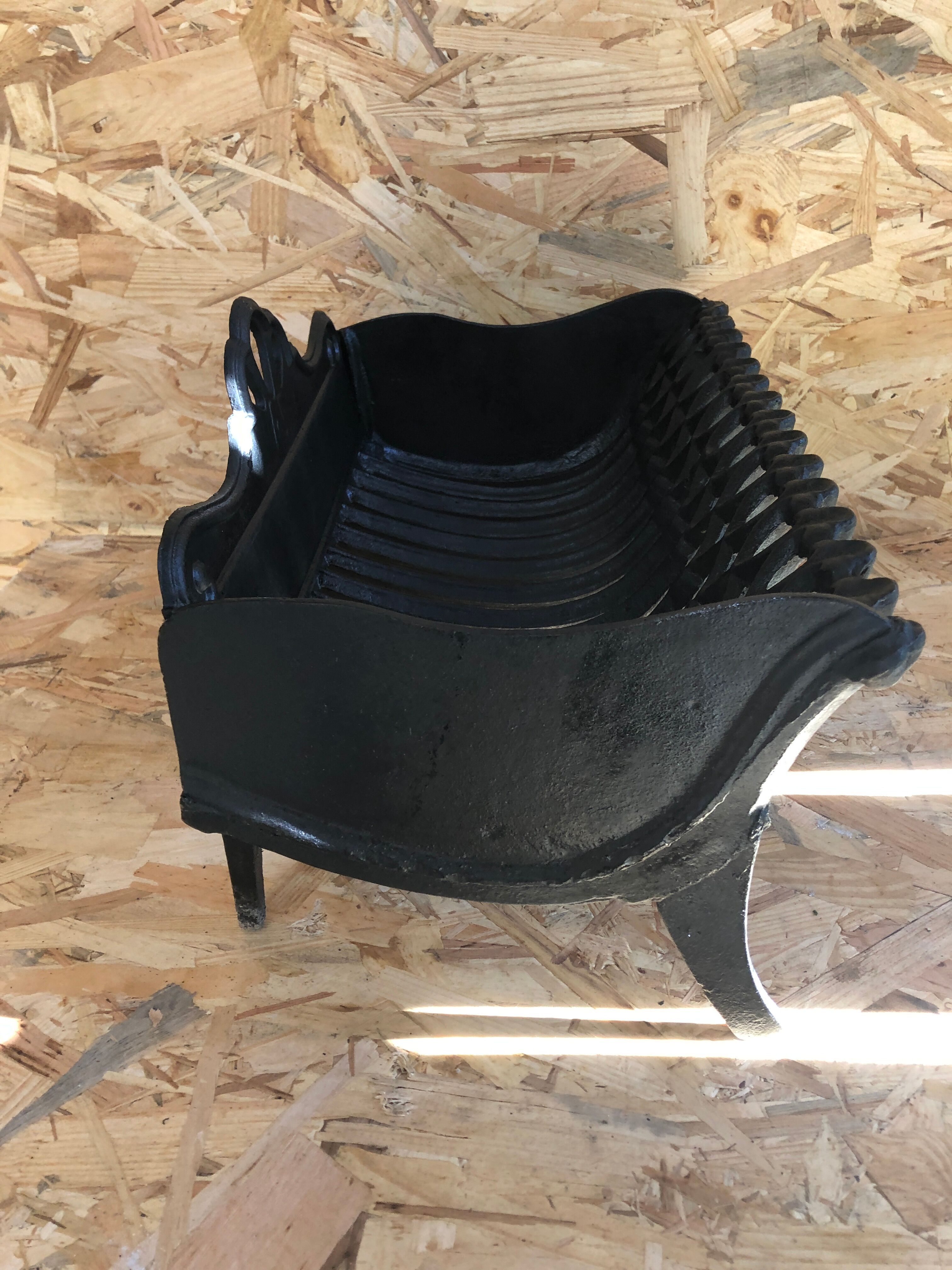 Old fireplace fireplace openwork grid cast iron black + removable plate vintage