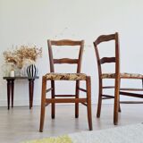 Antique wooden bistro chairs - floral seat
