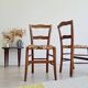 Chaises bistrot anciennes en bois - assise fleurie