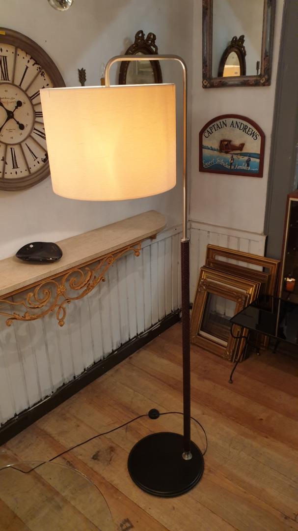 Natuzzi floor lamp in leather and brushed steel Selency