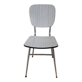 Chaise en formica design blanc-gris années 70