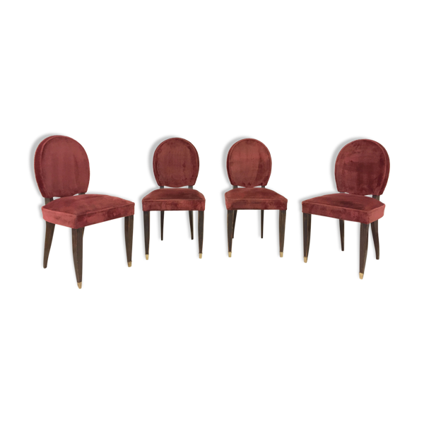 Chaises de salle à manger art déco Maison Leleu 1940’ France (set de 4)