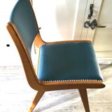 Vintage compass foot chair and studded blue skai