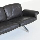 Canapé 3 places De Sede modèle DS-31 en cuir noir, Suisse 1970