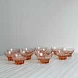 10 translucent pink bowls, small colored glass ramekin