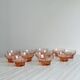 10 translucent pink bowls, small colored glass ramekin