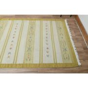 1970s Vintage Turkish Handmade Wool Cotton Green Kilim Rug 117x170