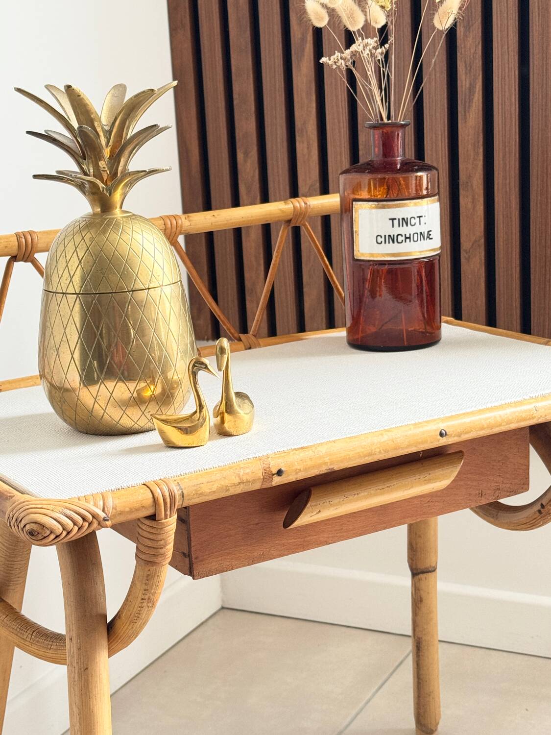 Vintage rattan side table