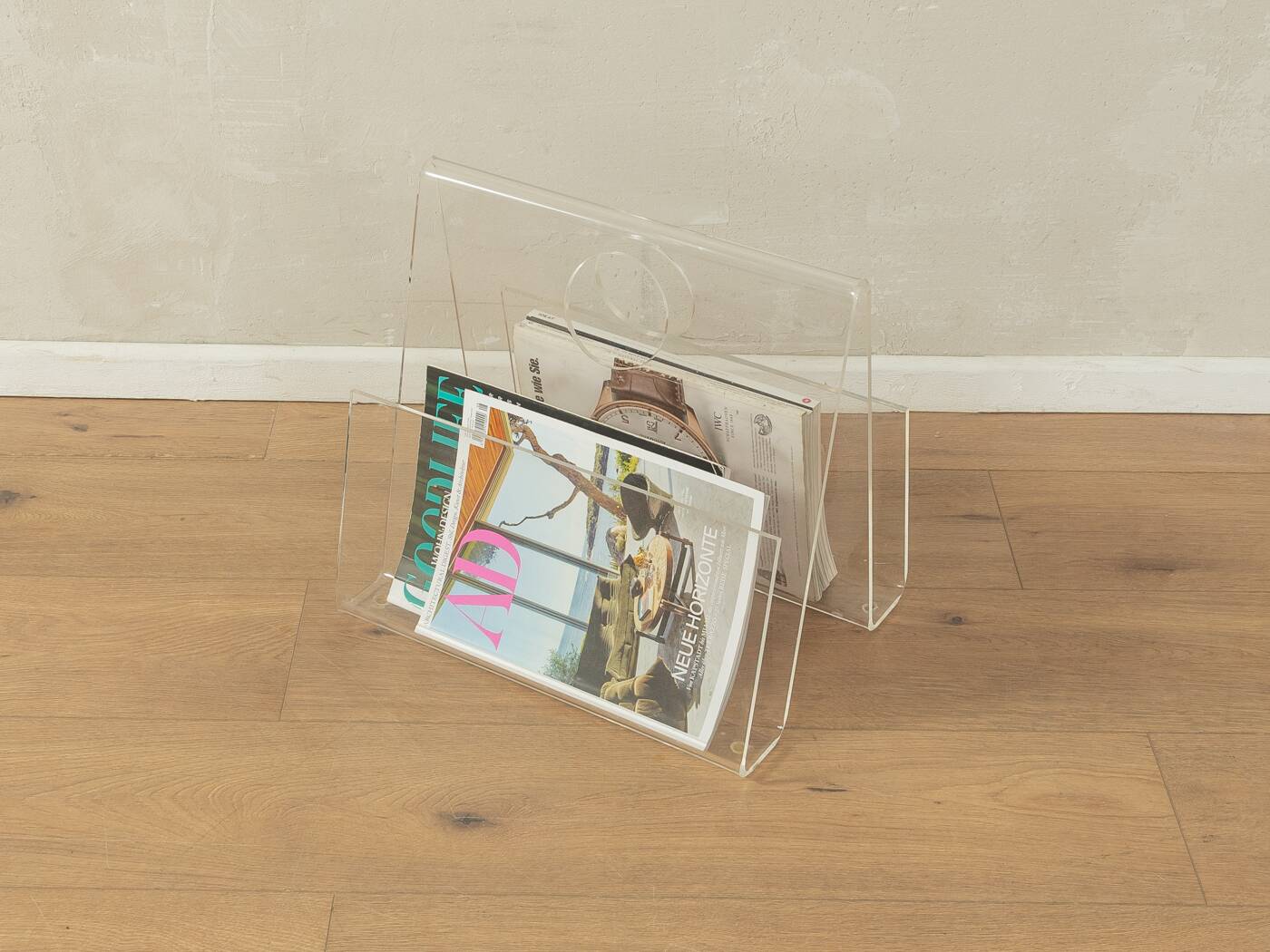 1960s magazine rack, acrylic