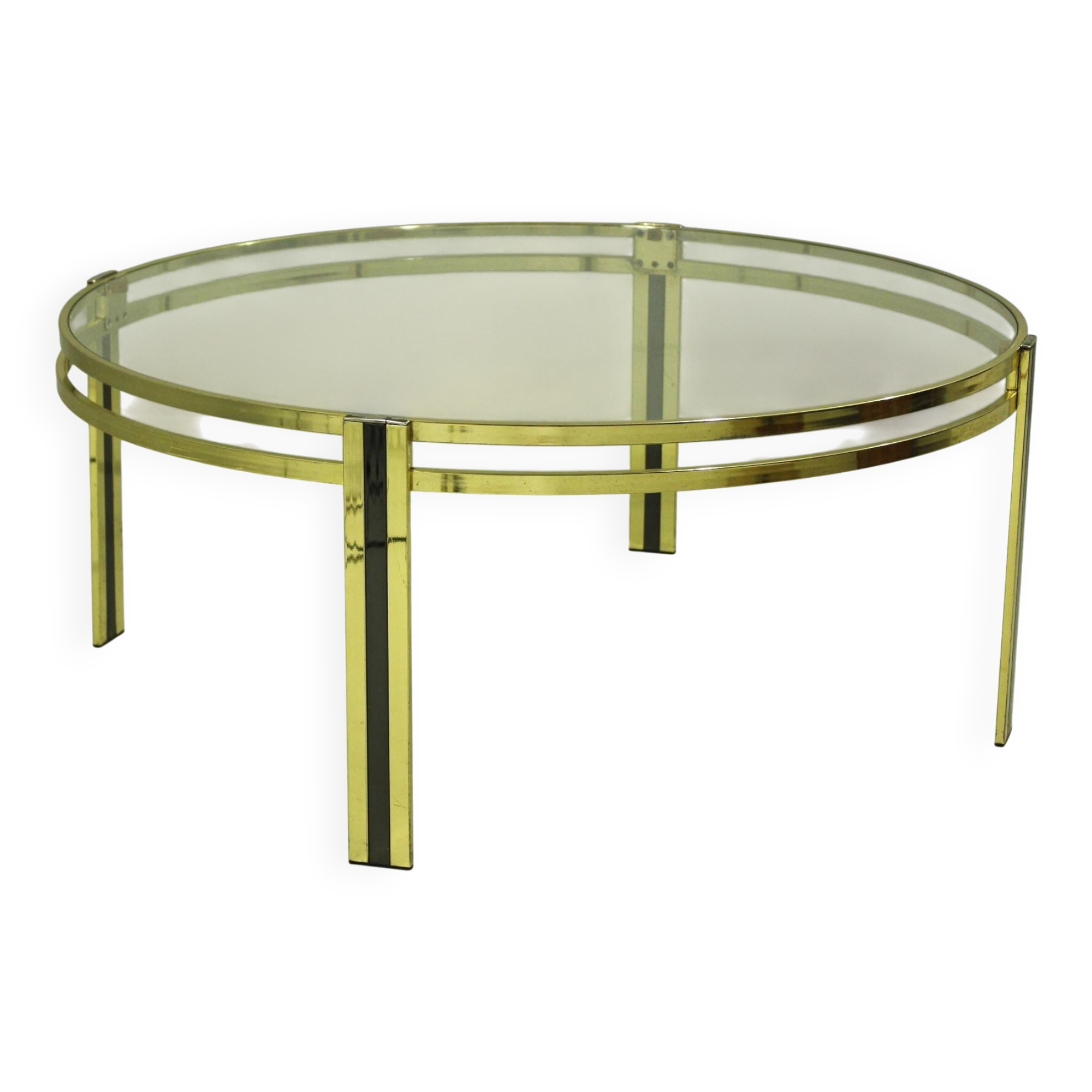 Vintage Round Brass Coffee Table, 1980s