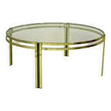 Vintage Round Brass Coffee Table, 1980s