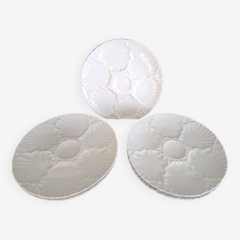Set of 6 Bareuther Bavaria white porcelain oyster plates